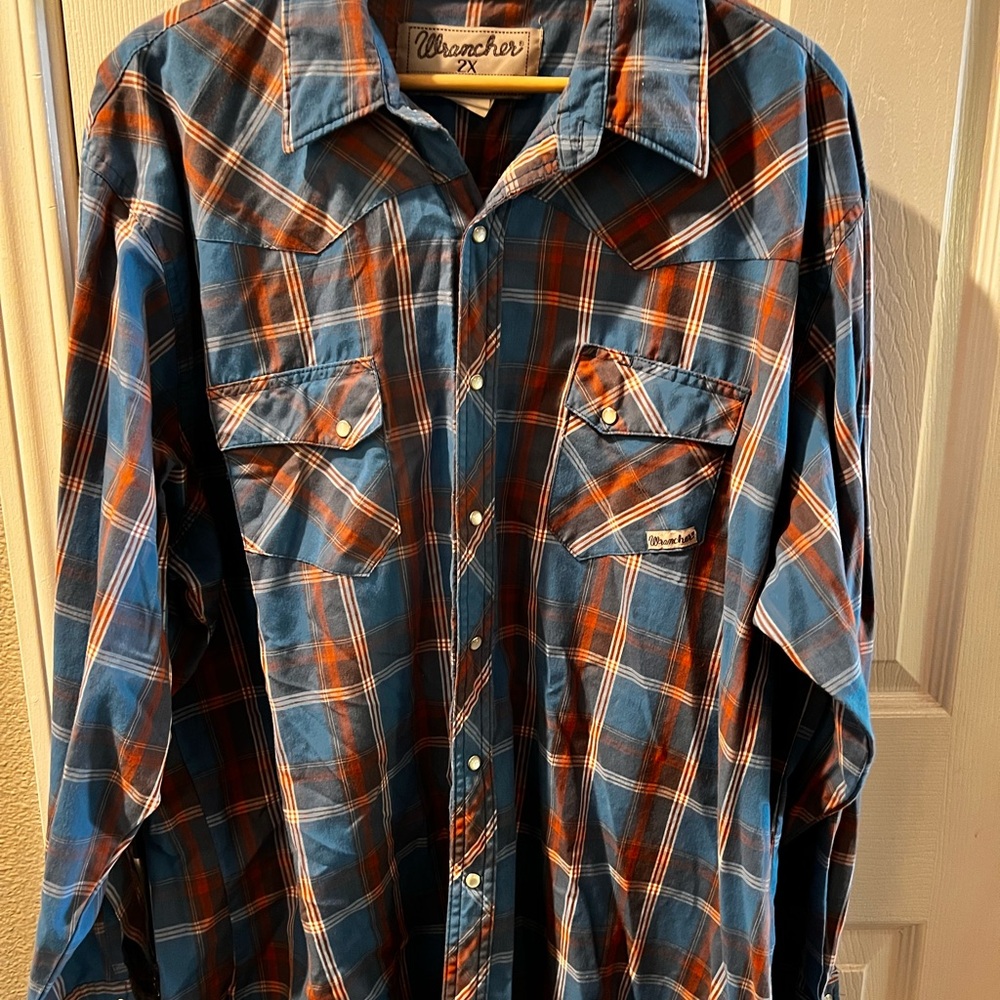 Wrangler Men's Blue Plaid Shirt